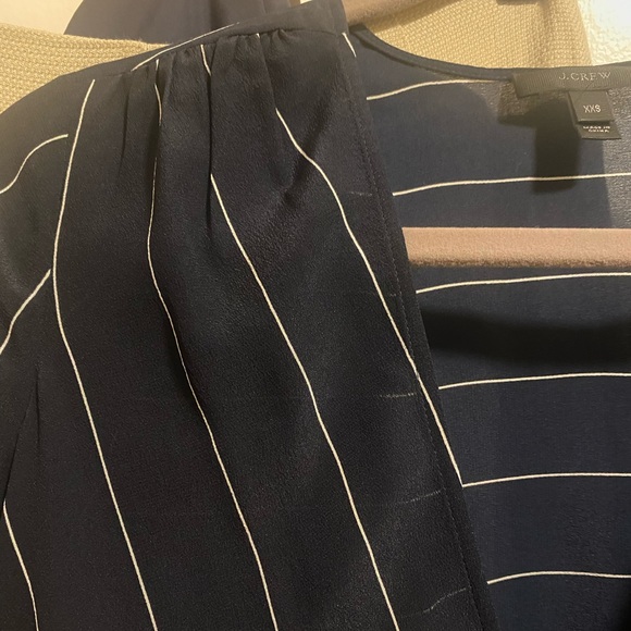 NWOT navy pinstripe silk blouse - Picture 9 of 11